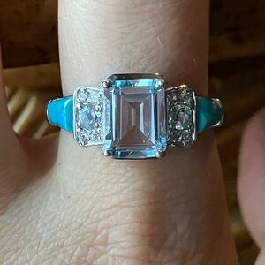Sky Blue Topaz Mojave Turquoise Sterling Silver Ring Size 8.75
